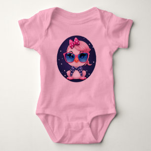 Amerikanische Flagge mit Flamingo-Cartoon-69680 Baby Strampler