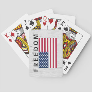 Amerikanische Flagge mit FREEDOM-Text auf Birne Spielkarten