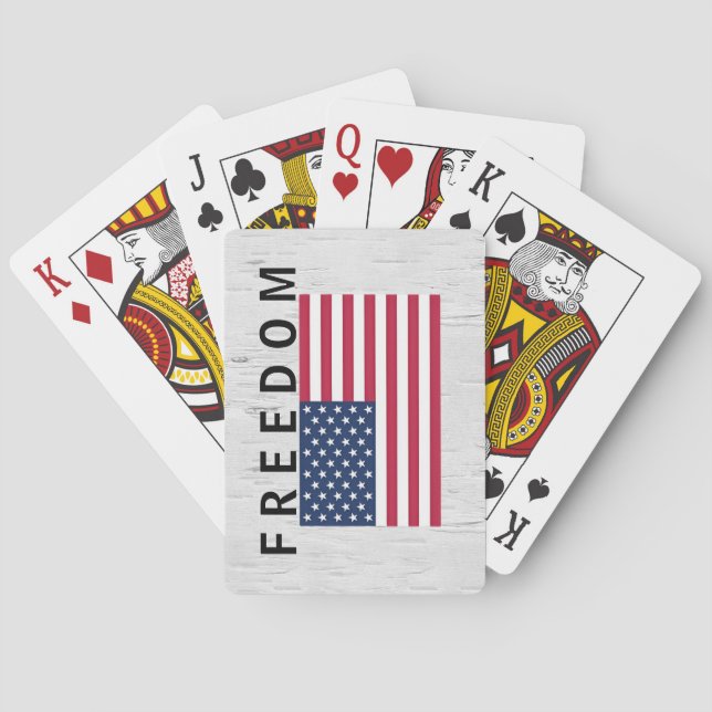 Amerikanische Flagge mit FREEDOM-Text auf Birne Spielkarten (Rückseite)