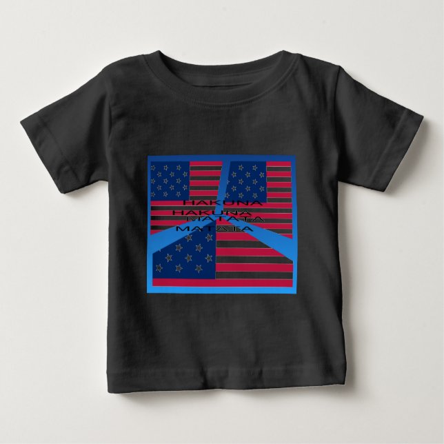 Amerikanische Flagge mit Hakuna Matata: Patriotisc Baby T-shirt (Vorderseite)