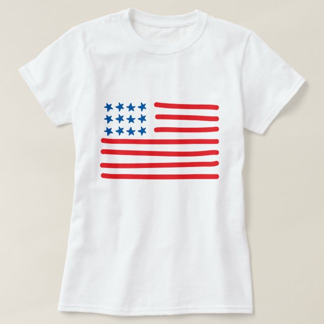 Amerikanische Flagge mit Handzeichen T-Shirt (Design vorne)