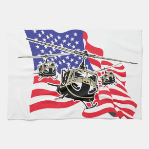 Amerikanische Flagge mit Hubschraubern Geschirrtuch
