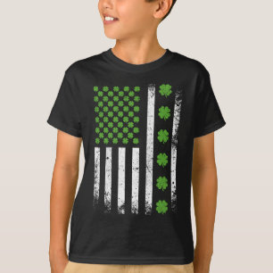 Amerikanische Flagge mit Kleeblätter Junge T-Shirt