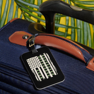 Amerikanische Flagge mit Kleeblättern für St Patri Gepäckanhänger