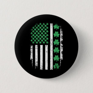 Amerikanische Flagge mit Kleeblatts für St Patrick Button