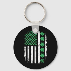 Amerikanische Flagge mit Kleeblatts für St Patrick Schlüsselanhänger