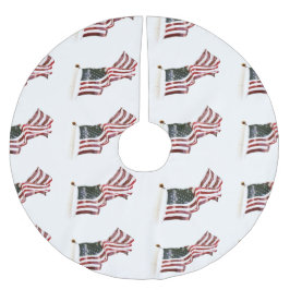 Amerikanische Flagge mit Kreuzen Polyester Weihnachtsbaumdecke