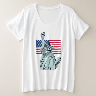 Amerikanische Flagge mit Lady Liberty Große Größe T-Shirt