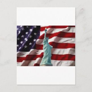 Amerikanische Flagge mit Lady Liberty Postkarte
