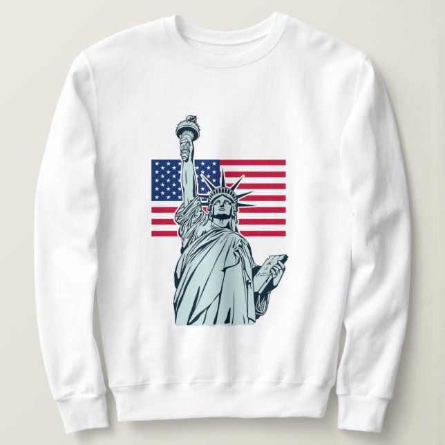 Amerikanische Flagge mit Lady Liberty Sweatshirt (Design vorne)