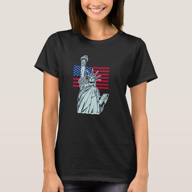 Amerikanische Flagge mit Lady Liberty T - Shirt (Vorderseite)