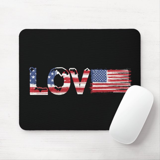 Amerikanische Flagge mit Liebe Mousepad (Mit Mouse)