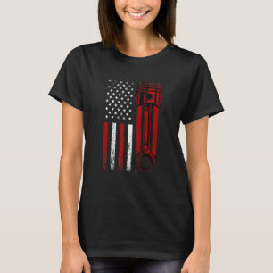 Amerikanische Flagge mit Motor-Kolben T-Shirt