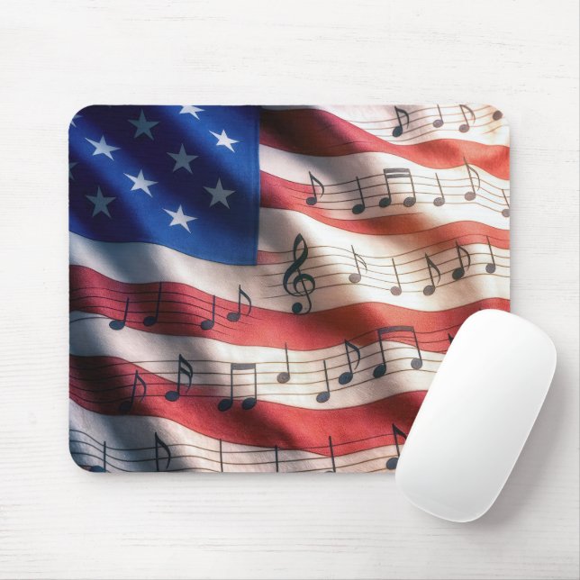 Amerikanische Flagge mit Noten Mousepad (Mit Mouse)