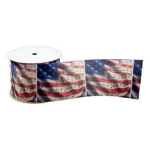 Amerikanische Flagge mit Noten Satinband