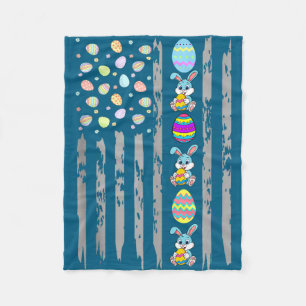 Amerikanische Flagge mit Ostereiern & Hase für Fleecedecke