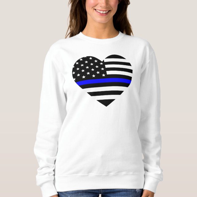 Amerikanische Flagge mit personalisierter Thin Blu Sweatshirt (Vorderseite)