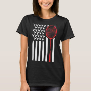 Amerikanische Flagge Mit Shuttles Lustiges Badmint T-Shirt