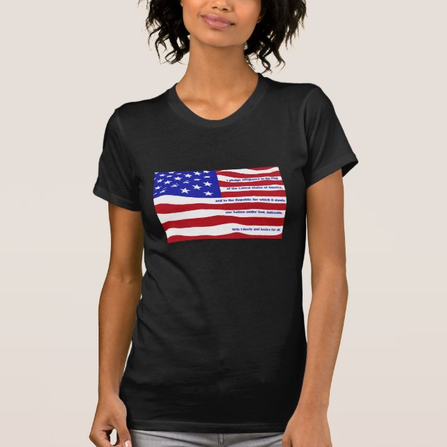 Amerikanische Flagge mit Versprechen auf Streifen T-Shirt (Vorderseite)