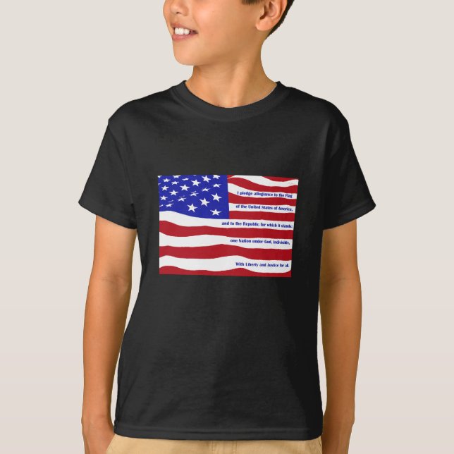 Amerikanische Flagge mit Versprechen auf Streifen T-Shirt (Vorderseite)