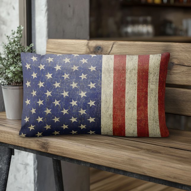 Amerikanische Flagge mit Vintager Oberfläche Lendenkissen (American Flag Pillow)