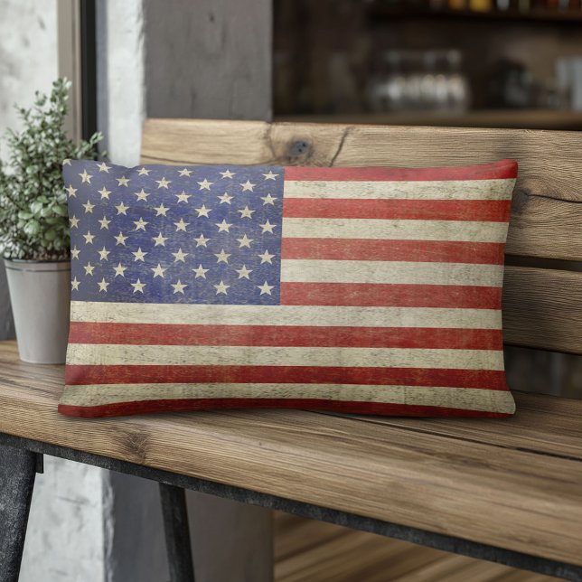 Amerikanische Flagge mit Vintager Oberfläche Lendenkissen (American Flag Pillow)