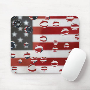 Amerikanische Flagge mit Wassertropfen Mousepad