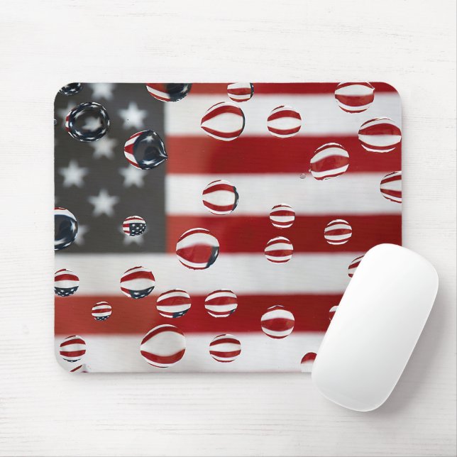 Amerikanische Flagge mit Wassertropfen Mousepad (Mit Mouse)