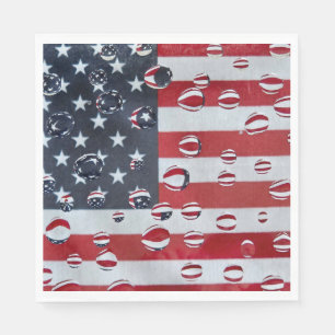 Amerikanische Flagge mit Wassertropfen Serviette