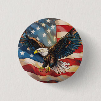 Amerikanische Flagge mit Weißkopfseeadler Button
