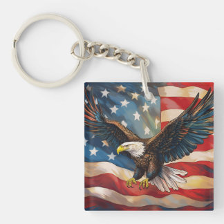 Amerikanische Flagge mit Weißkopfseeadler Schlüsselanhänger