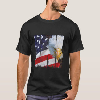 Amerikanische Flagge mit Weißkopfseeadler USA Patr T-Shirt
