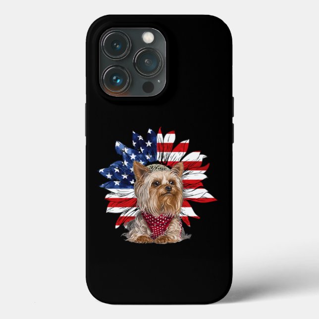 Amerikanische Flagge mit Yorkie Puppy Case-Mate iPhone Hülle (Rückseite)