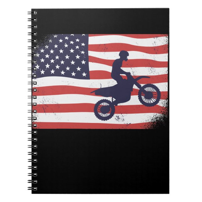 Amerikanische Flagge Motocross Notizblock (Vorderseite)