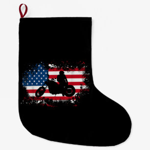 Amerikanische Flagge Motorrad Funny Sport Lover Großer Weihnachtsstrumpf