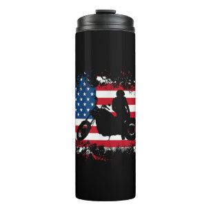 Amerikanische Flagge Motorrad Funny Sport Lover Thermosbecher