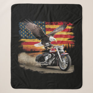 Amerikanische Flagge Motorrad T-Shirt USA-Flagge B Sherpadecke