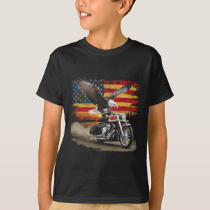 Amerikanische Flagge Motorrad Usa Flagge Biker Ret T-Shirt