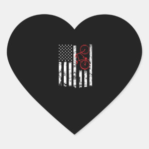 Amerikanische Flagge - Mountainbike- und Radsport Herz-Aufkleber