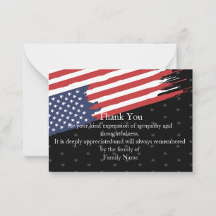 Amerikanische Flagge nach Beerdigung Dankeschön Ka Mitteilungskarte