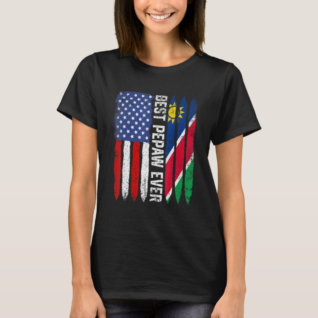 Amerikanische Flagge Namibia Flag Beste Pepaw-Fami T-Shirt (Vorderseite)