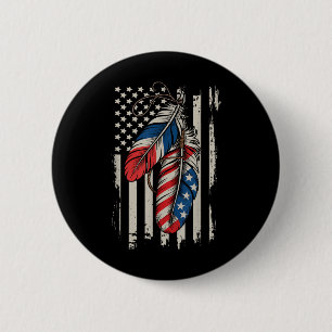 Amerikanische Flagge Native Feder Stolz Monat Indi Button