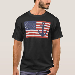 Amerikanische Flagge Nautical Blue Anchor Patrioti T-Shirt