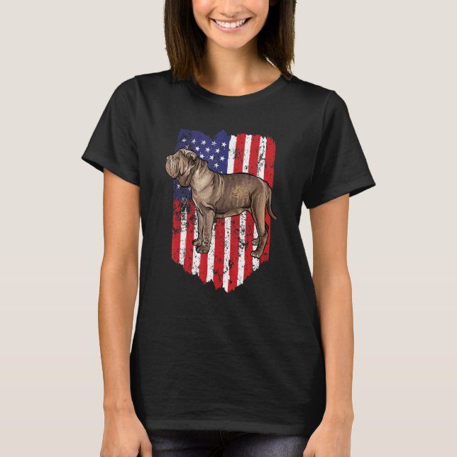 Amerikanische Flagge neapolitan Mastiff 4. Juli US T-Shirt (Vorderseite)