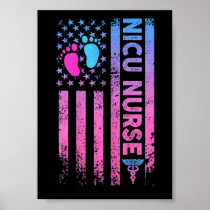 Amerikanische Flagge Neonatale Krankenpflegeschüle Poster