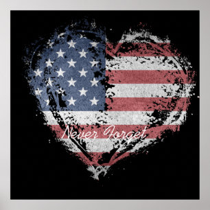 Amerikanische Flagge nie vergessen Poster