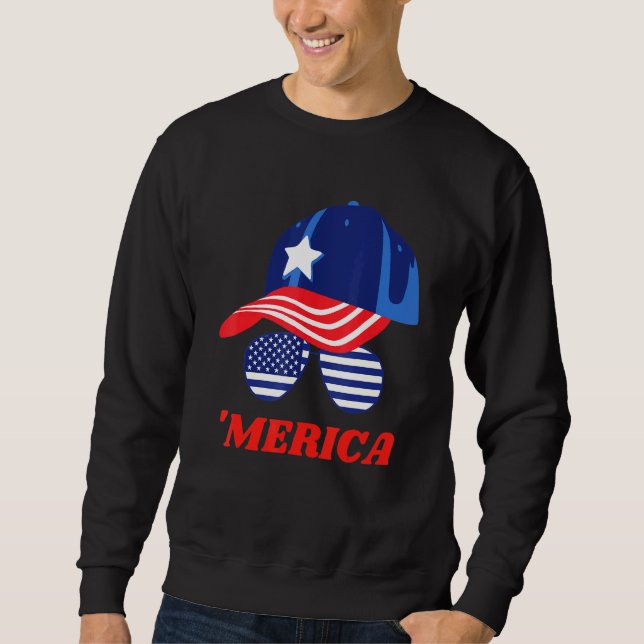 Amerikanische Flagge Niedliche Sonnenbrille und Ca Sweatshirt (Vorderseite)