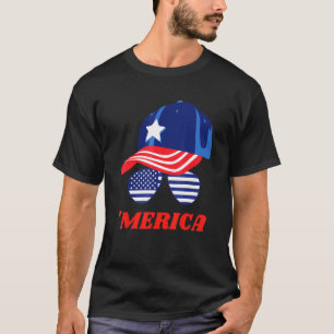 Amerikanische Flagge Niedliche Sonnenbrille und Ca T-Shirt