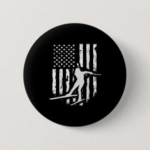 Amerikanische Flagge Nordic Ski Cool Skier Geschen Button