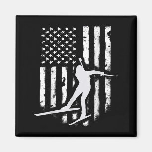 Amerikanische Flagge Nordic Ski Cool Skier Geschen Magnet